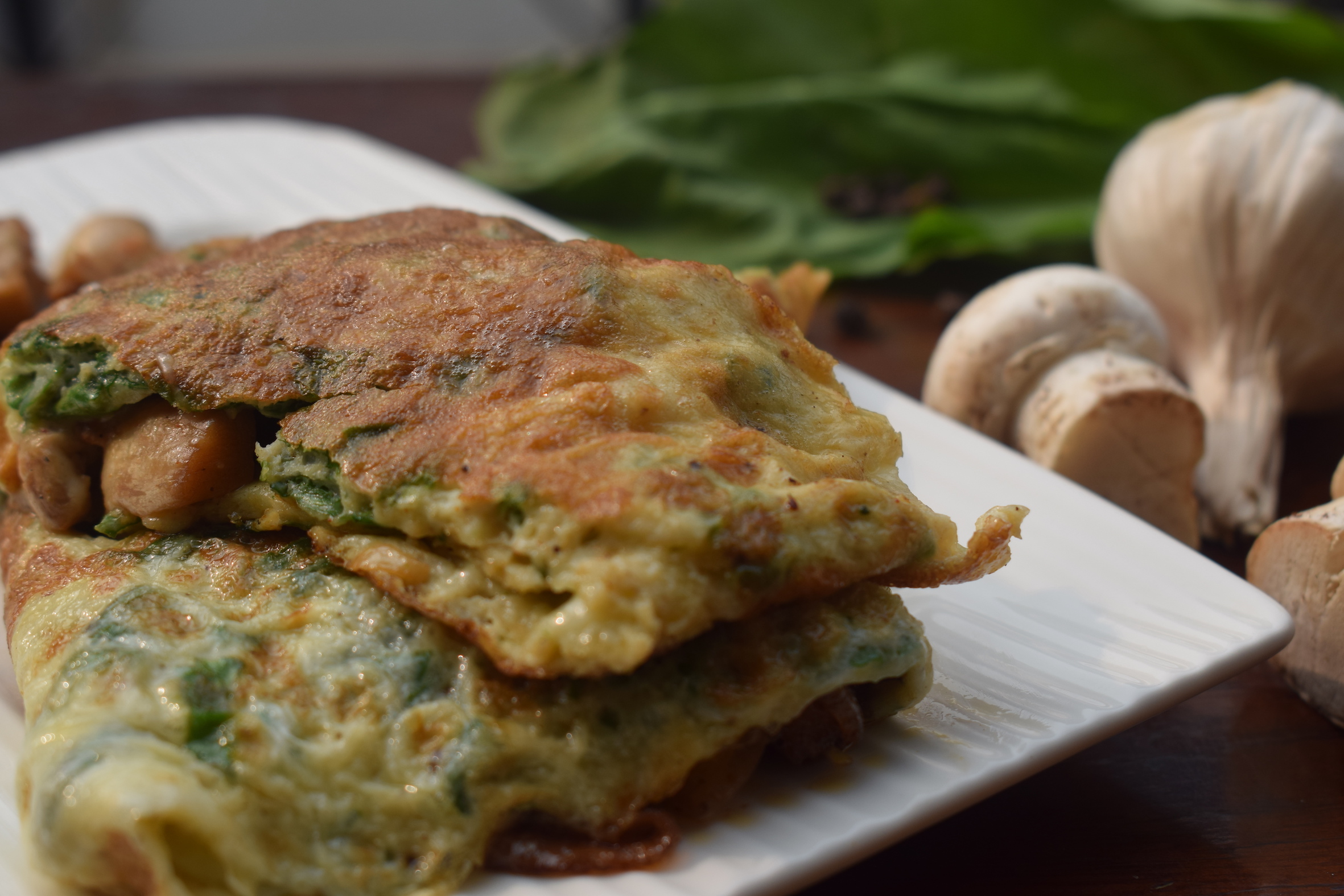 Cheesy Mushroom & Spinach Egg Wrap Recipes for the regular homecook