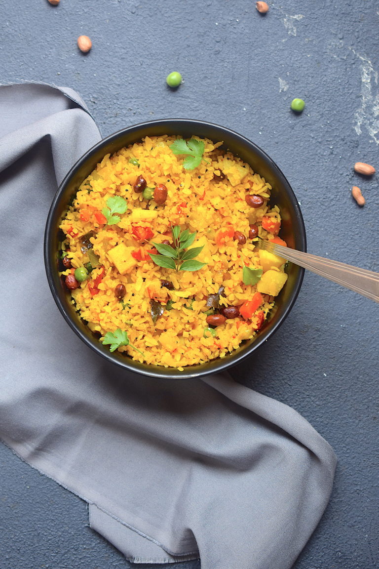 Classic Poha With Peas and Potatoes