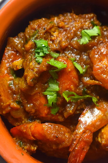 slow cooked prawn masala