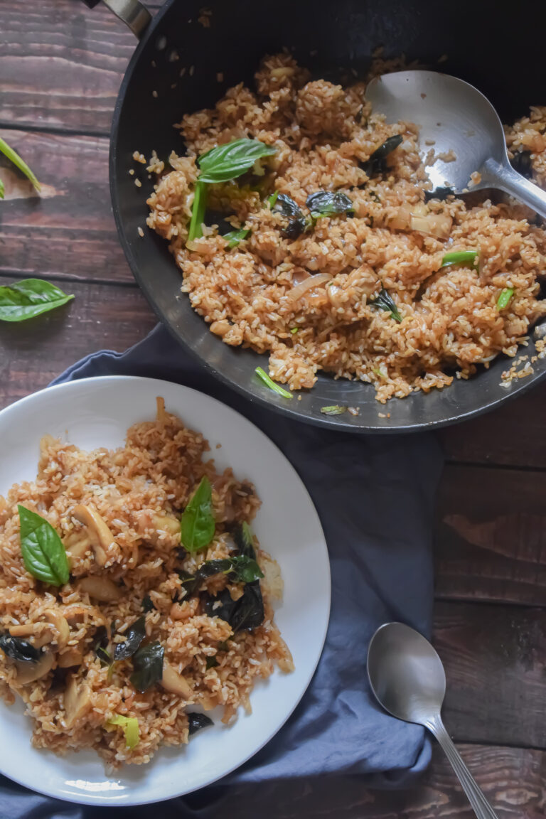 mushroom basil fried rice
