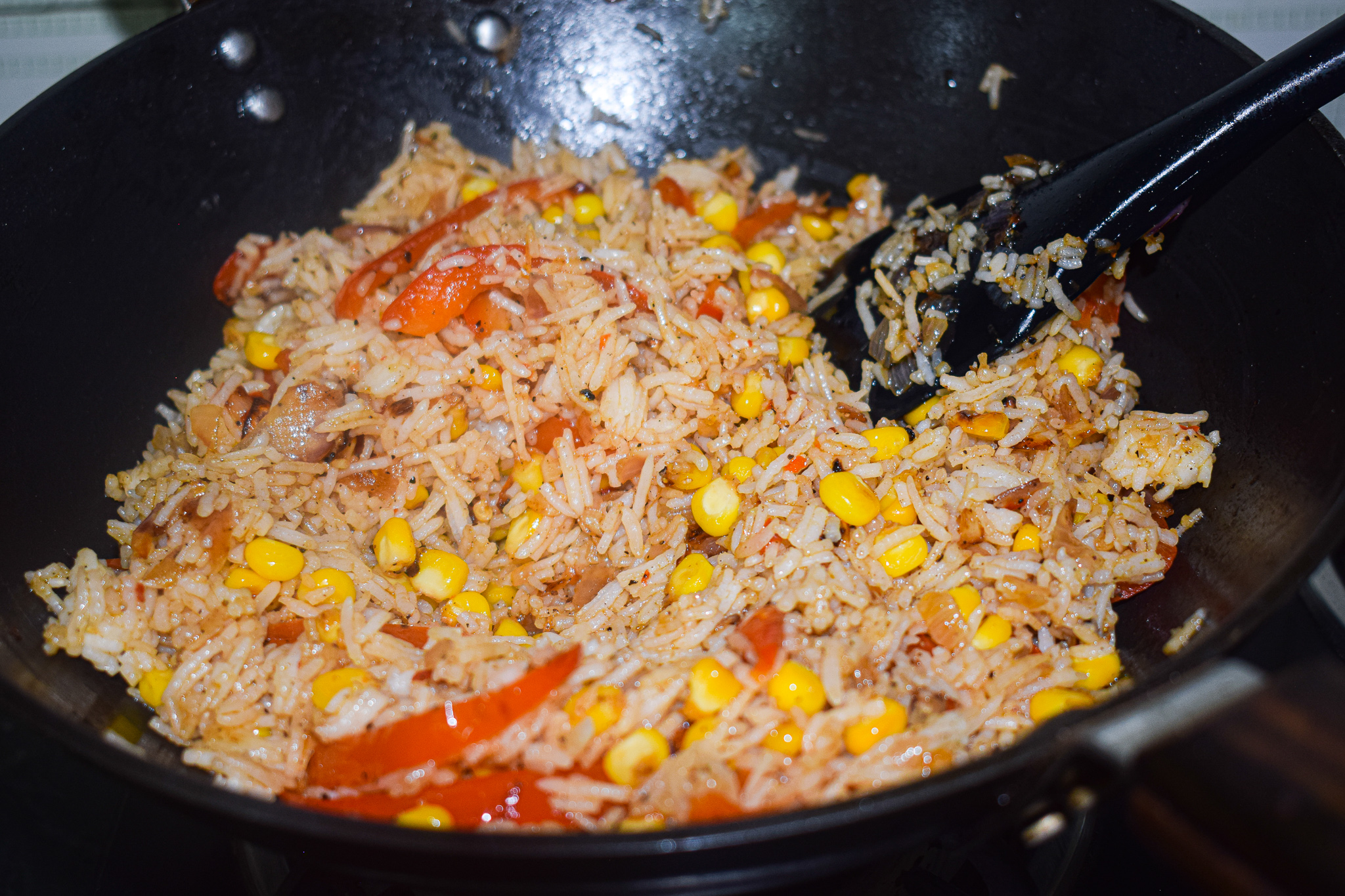cheesy corn pepper fried rice