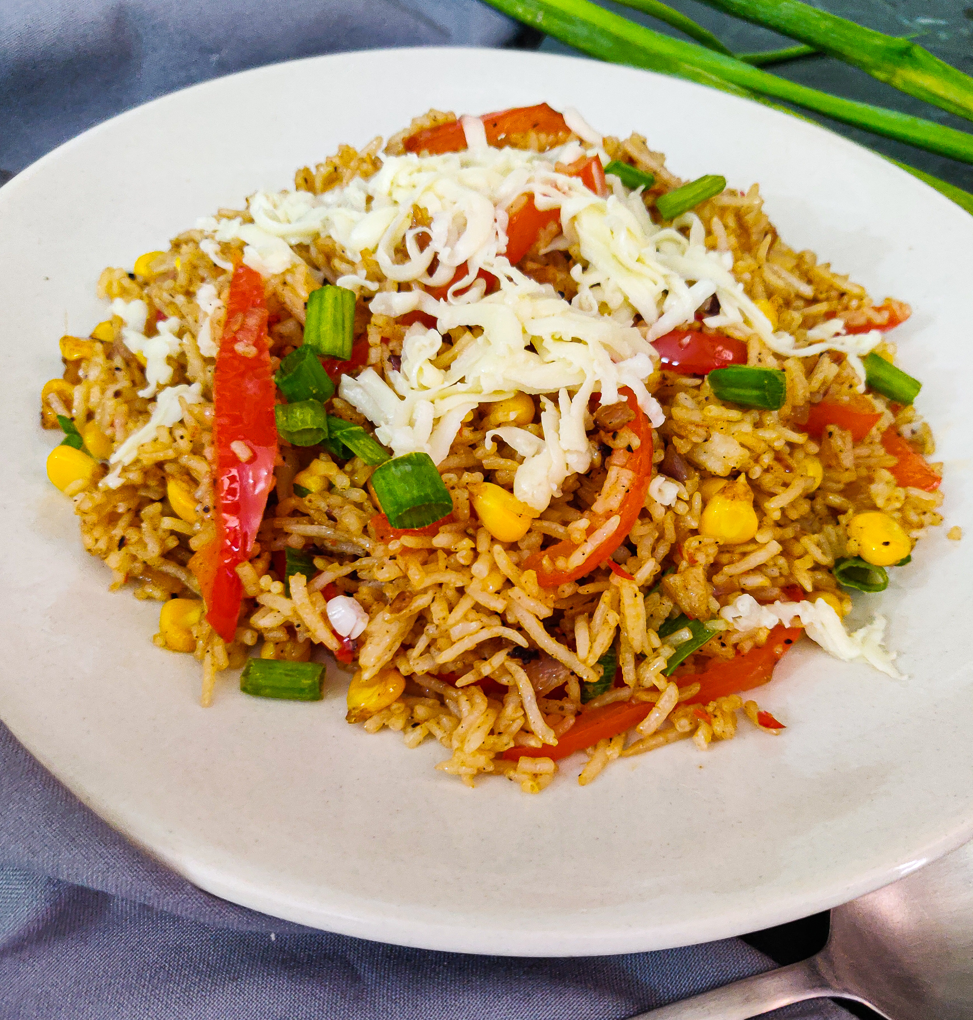 cheesy corn pepper fried rice