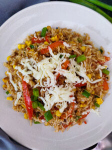 cheesy corn pepper fried rice
