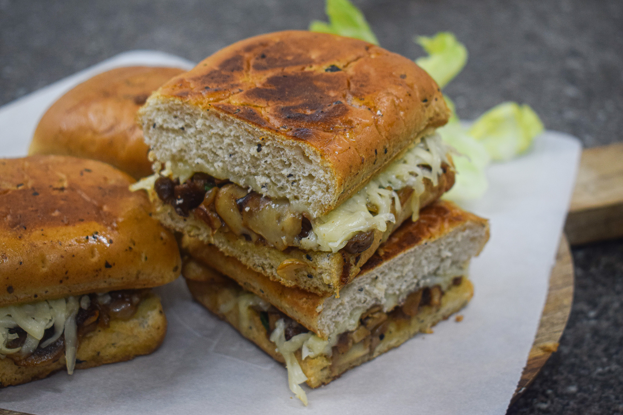 cheesy mushroom onion sandwich